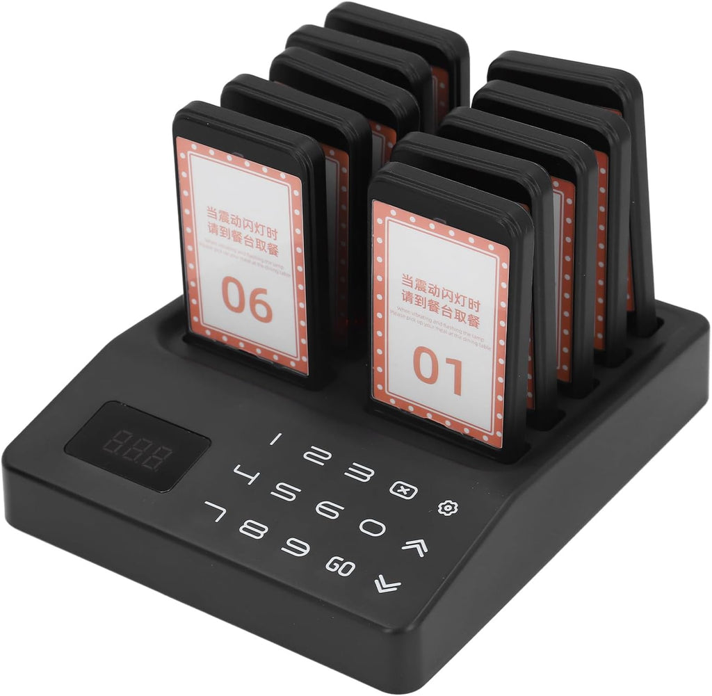 1000m Stable Signal, Moderate Vibration Strength, 1 Base 10 Guest Pagers Wireless Calling System, Simple Operation