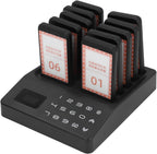 1000m Stable Signal, Moderate Vibration Strength, 1 Base 10 Guest Pagers Wireless Calling System, Simple Operation
