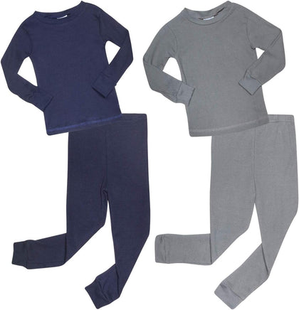 Baby Boys 4 Piece Waffle Knit Thermal Top and Bottoms (12M-4T) | Cozy Warm Base Layer, Soft Stretch Fabric Traps Body