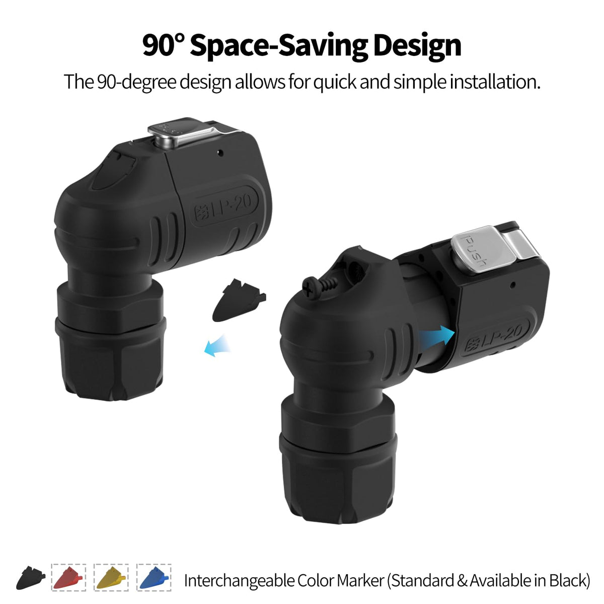 CNLINKO LP-20 5 Pin 90° Angle Waterproof Connector Electrical Power Plug Threaded Panel Mount Socket for Industrial Use