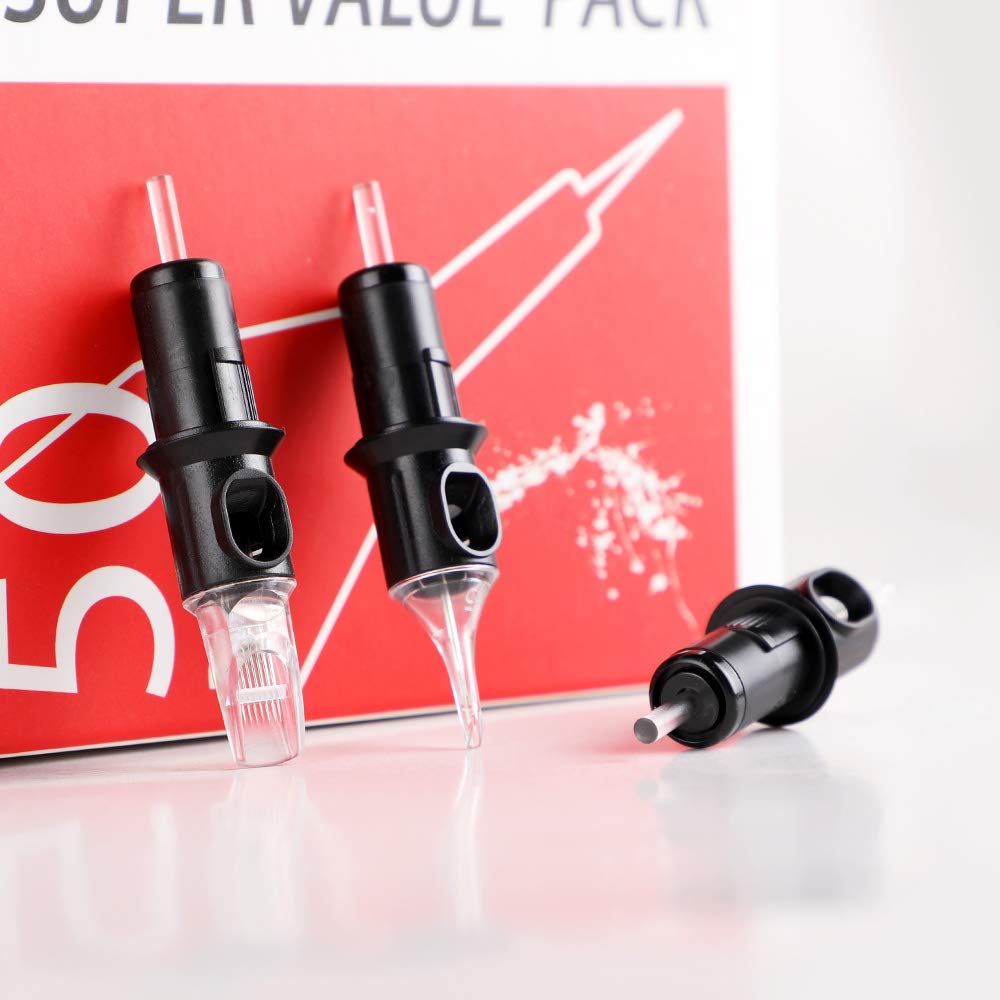 #10(15RM) Bugpin Disposable Tattoo Needle Cartridges with Membrane Safety Cartridges for Tattoo Artists Curved/Round