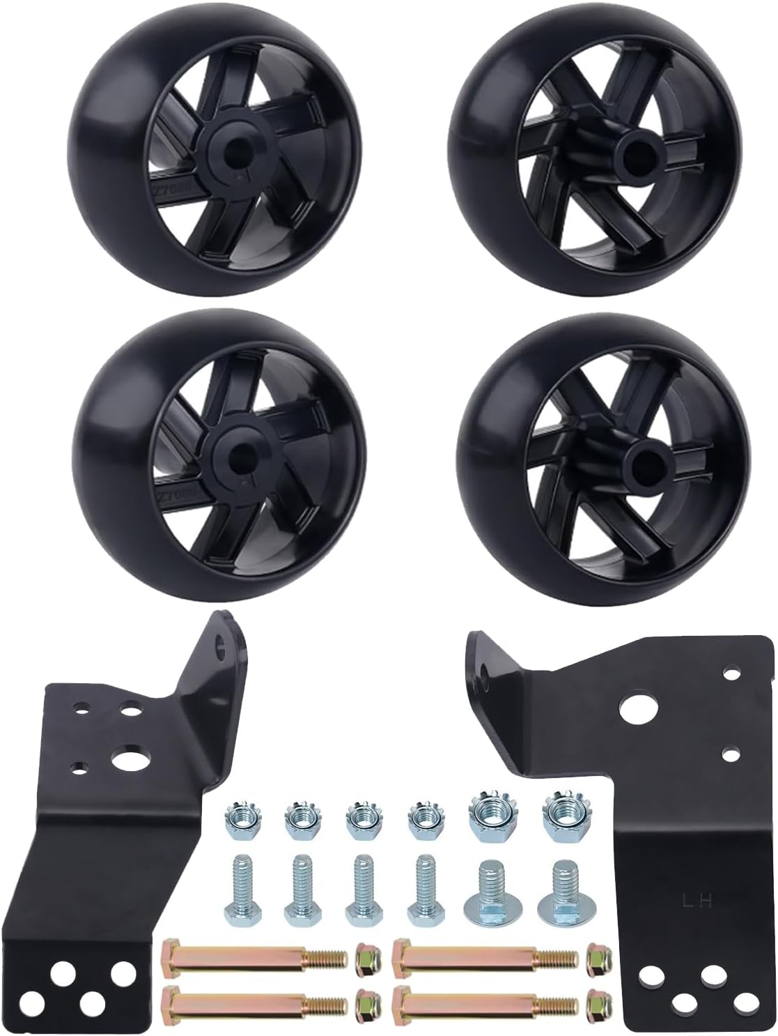 CheeMuii 4 Pcs 532174873 Mower Deck Wheels with 525509501 Deck Brackets Kit