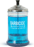 Disinfectant Jar – Durable Glass Immersion Container with Stainless Steel Lid and Tray – Professional Tool Sanitizer