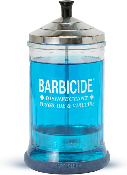 Disinfectant Jar – Durable Glass Immersion Container with Stainless Steel Lid and Tray – Professional Tool Sanitizer