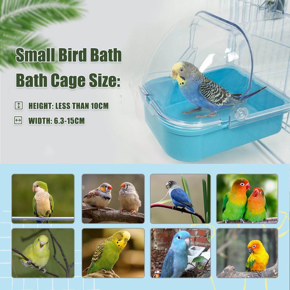 Bird Bath for Cage, Cleaning Pet Supplies Cockatiel Bird Bathtub with Hanging Hooks for Little Bird Parrots Spacious