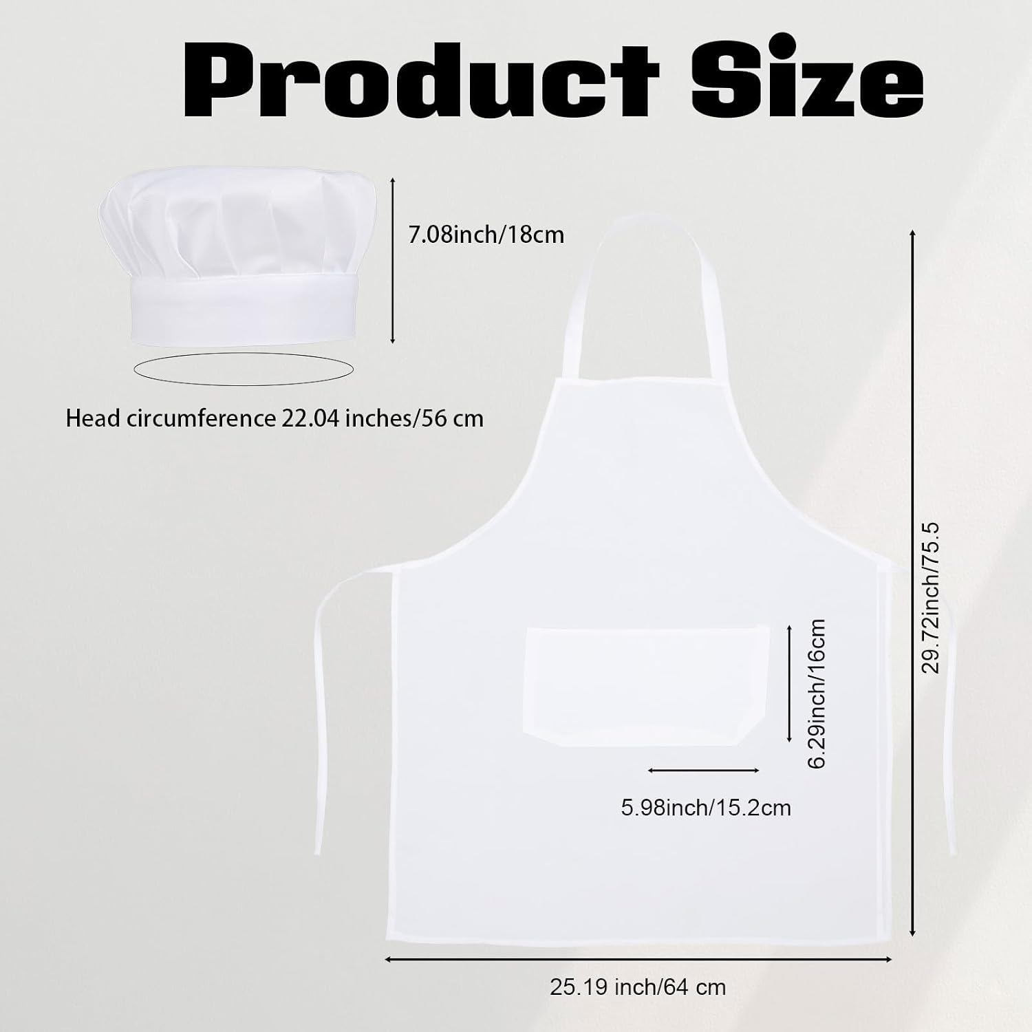 Hecila Chef Hat and Apron Set Adjustable Kitchen Cooking Bib Aprons with 2 Pockets Chef Hat with Butcher Cap Costume