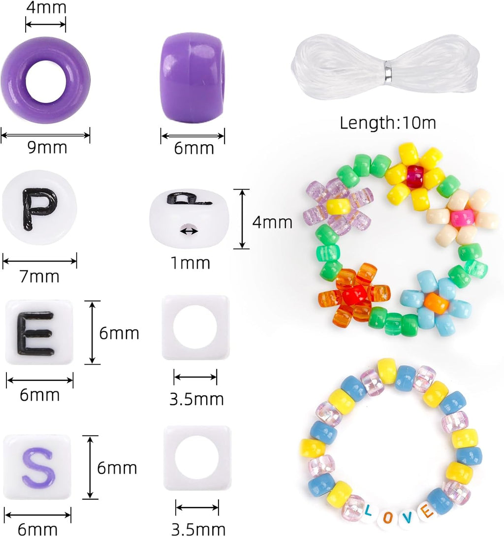 48 Colors Bracelet Making Kit Pony Beads 4000pcs Kandi Beads for Friendship Bracelet Making Kit 2400 Plastic Rainbow