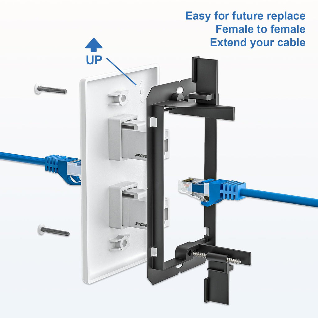 FGB 2-Port Keystone Wall Plate, with Low Voltage Mounting Bracket, 10Pack