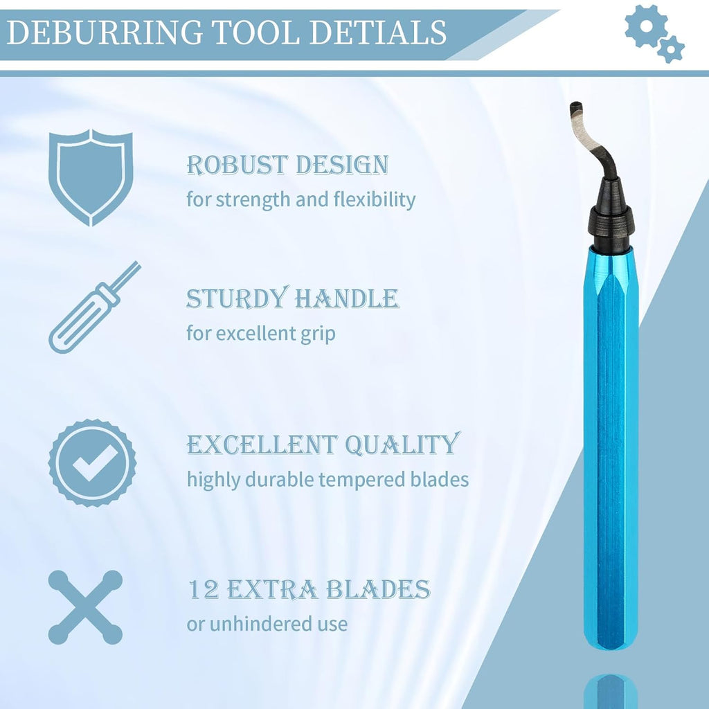 Deburring Tool with 12 HSS Blades for Metal Resin PVC 3D Print | 360 rotating head for smooth edge finishing on metal