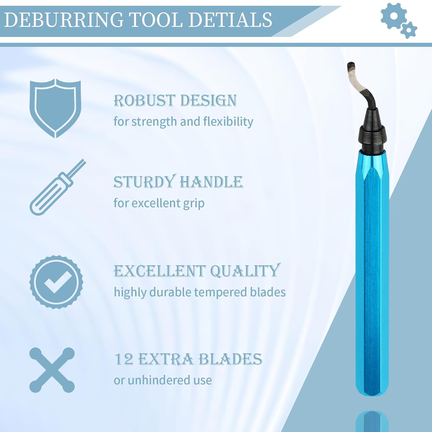 Deburring Tool with 12 HSS Blades for Metal Resin PVC 3D Print | 360 rotating head for smooth edge finishing on metal
