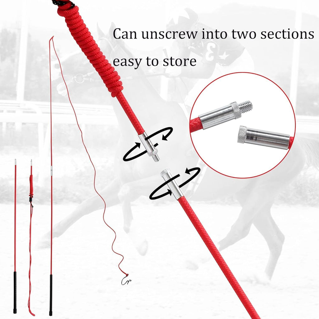 Horse Lunge Whip Training Stick and Whip 5.9 Feet Long Whip+6.3 Feet Drop for Dogs Horses(Can Detachable into Two