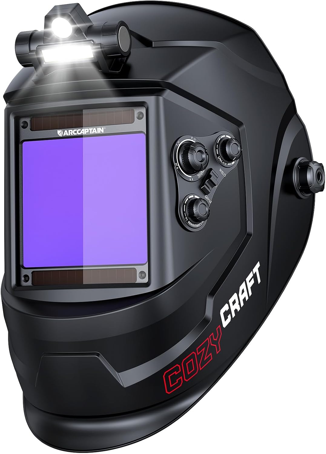 Auto Darkening Welding Helmet with Light, 3.94"X3.66" Large View | True Color 1/1/1/1 Welding Hood, 1/25000s