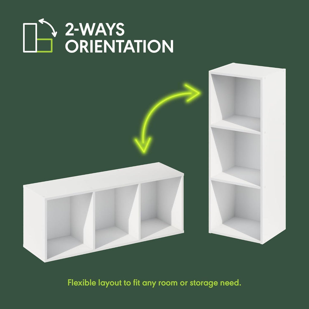 LUDER Book Shelf, 3-Cube Bookshelf, Bookcase with Open Shelves, 9.3 x 12 x 31.5, Easy Assembly