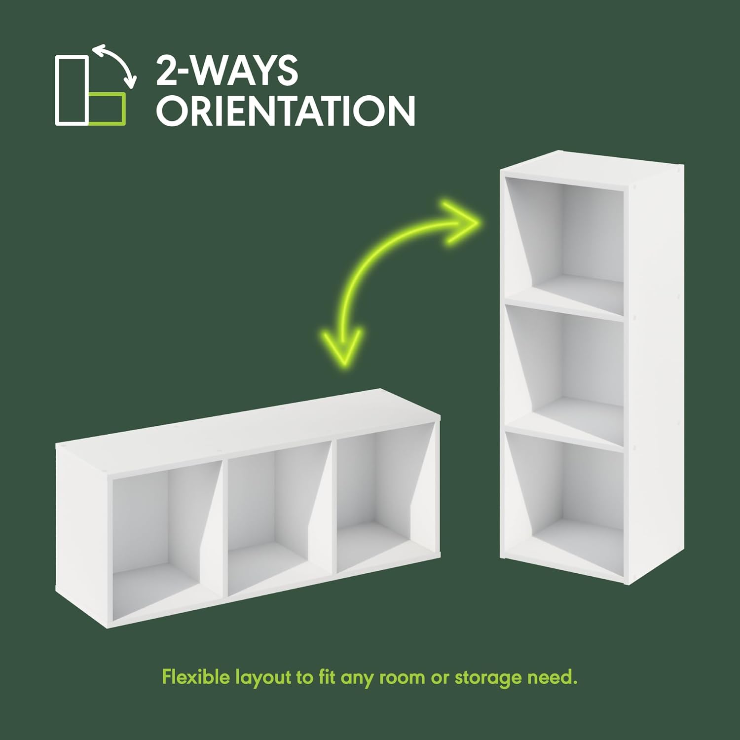 LUDER Book Shelf, 3-Cube Bookshelf, Bookcase with Open Shelves, 9.3 x 12 x 31.5, Easy Assembly