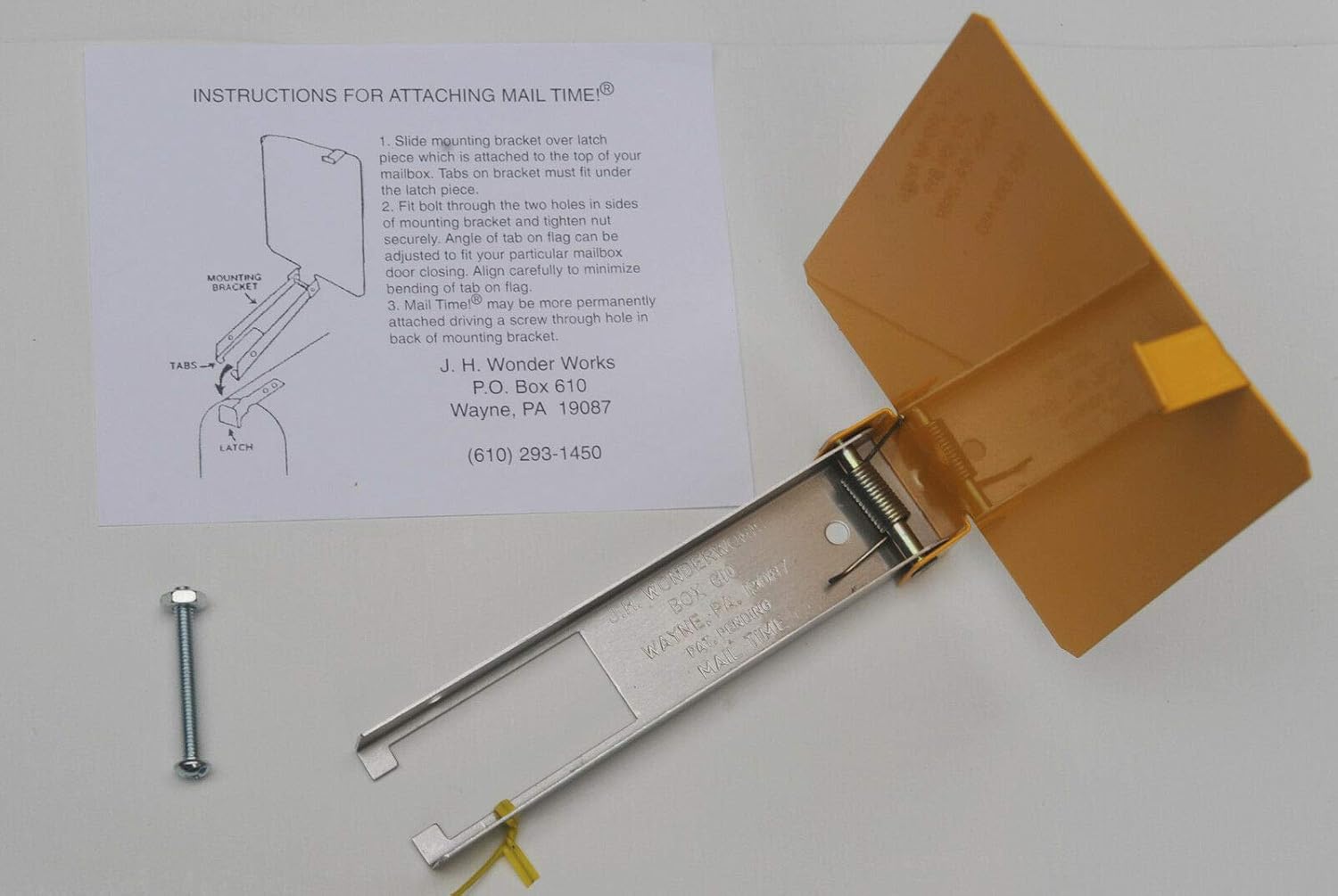 Mail Flag - Aluminum Yellow, Mailbox Signal Flag, Post Mount, Traditional Style, AS PICTURED