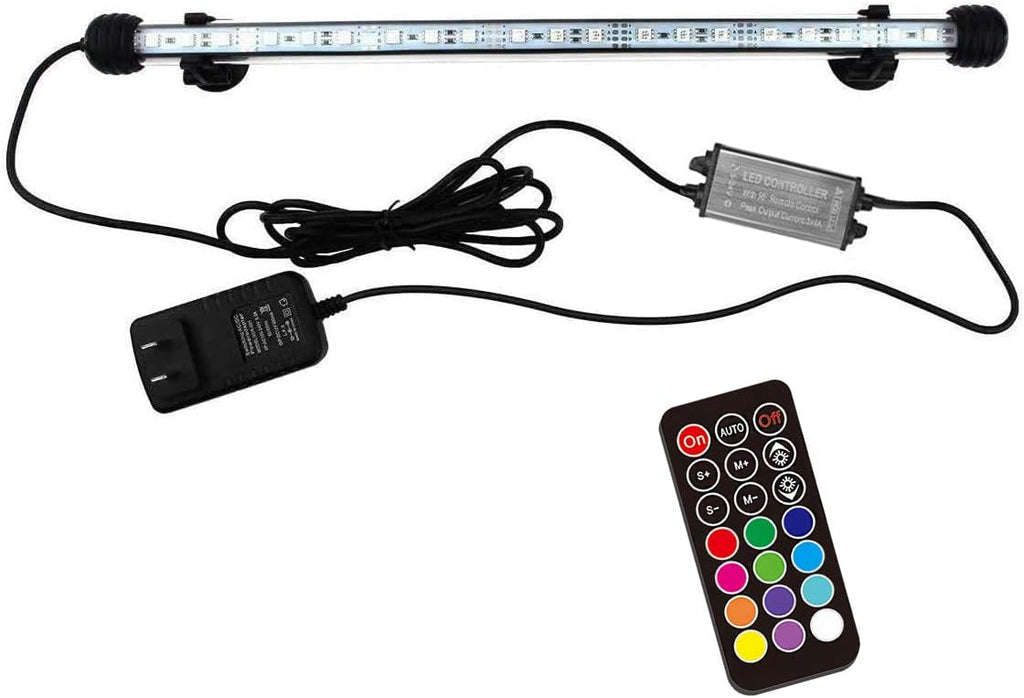 15 inches LED Aquarium Light, 2.5W Fish Tank Light Underwater Light Submersible Crystal Glass Lights, 21 LED Beads 12