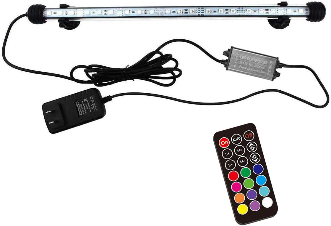 15 inches LED Aquarium Light, 2.5W Fish Tank Light Underwater Light Submersible Crystal Glass Lights, 21 LED Beads 12