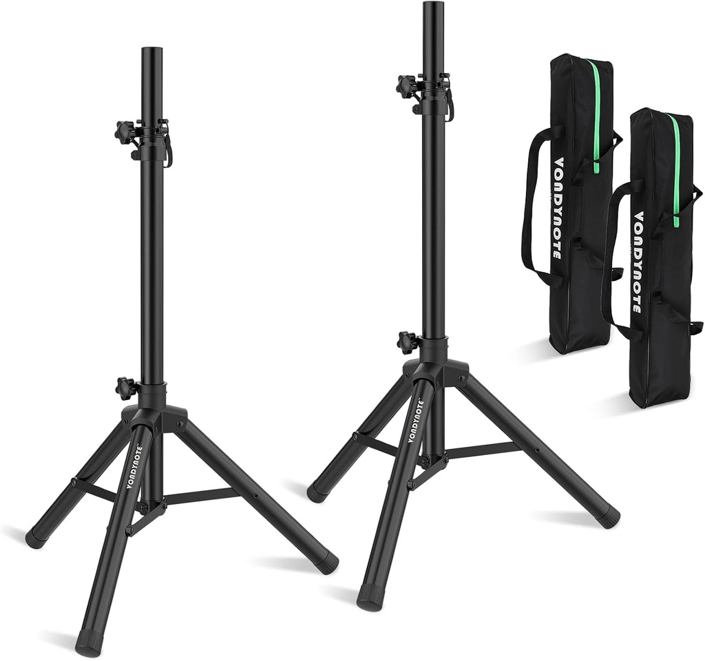 Tripod Speaker Stands Short 33.5"-53.5" PA DJ with Carrying Bags | Speaker Stand Pair, Adjustable Height, Slim Mini