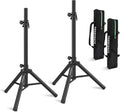 Tripod Speaker Stands Short 33.5"-53.5" PA DJ with Carrying Bags | Speaker Stand Pair, Adjustable Height, Slim Mini