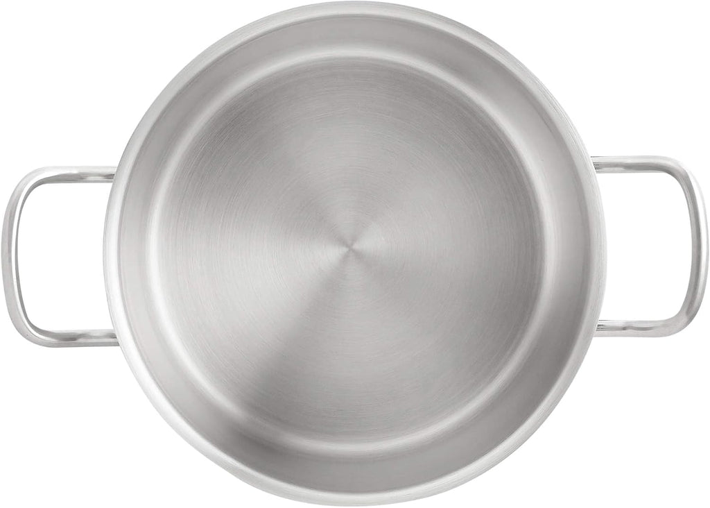 12 Quarts Stainless Steel Aluminum-Clad Stock Pot with Cover, Induction Compatible, Dishwasher Safe, Oven Safe, Even