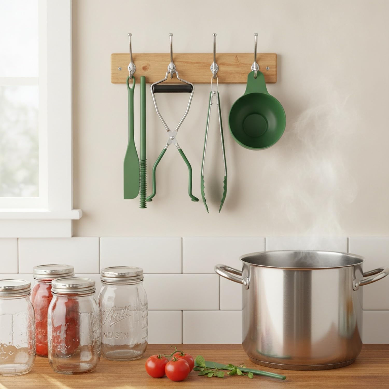 7-Piece Canning Tool Set for Home Food Preservation, PP Plastic Kit with Jar Lifter, Funnel, and Magnetic Lid Wand