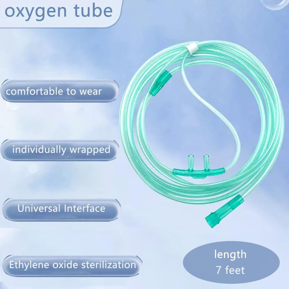 12 Packs of high Flow Ultra Soft Nasal Oxygen Cannula, Green Tube Body canulas, Each Individually Packaged with