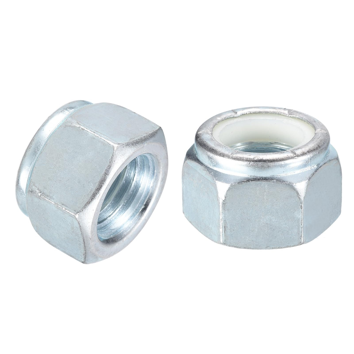 uxcell 10Pcs 1"-8 Nylon Insert Hex Lock Nuts, Carbon Steel Hex Stop Nut Self-Locking Nylon Insert Stop Nut for Industrial Construction Fasteners, White&White