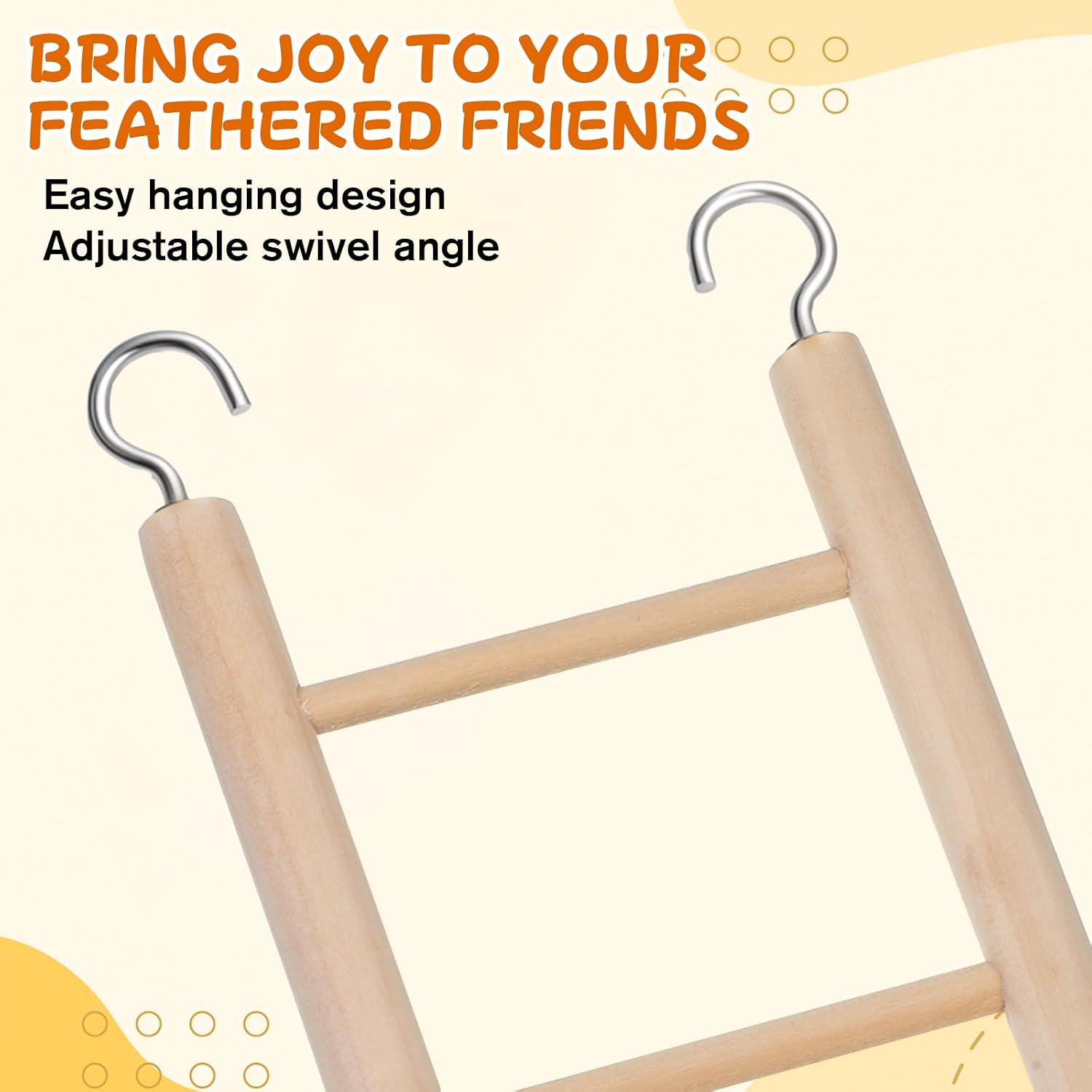 Bird Ladder for Bird Cage 2 Pack Wooden Birds Toys Cage Accessories for Parakeets Parrots Cockatoo (5 Step & 7 Step)
