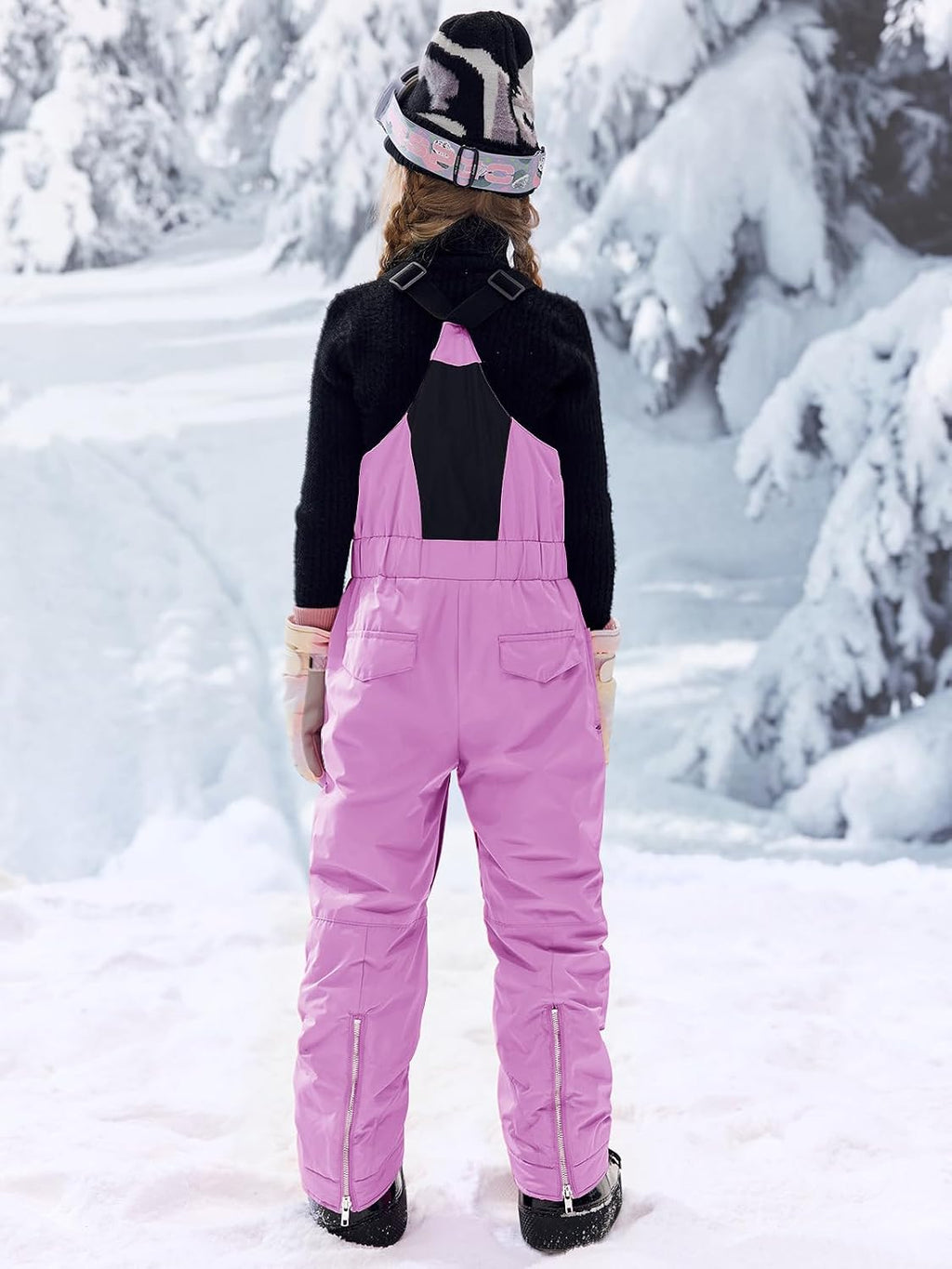 Kids Snow Bibs Waterproof Insulated Ski Pants Overalls Snowsuit | Easy on/off,Snow pants,Snowboard Overalls,,Girls