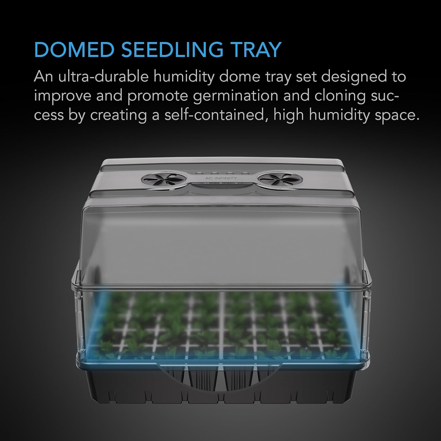 Humidity Dome, Heavy-Duty Germination Kit. | 3 mm Thickest Dome, Drip Tray, 5x8 Seedling Tray, Vented Height