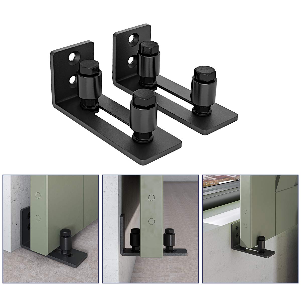 SMARTSTANDARD Sliding Barn Door Bottom Adjustable Floor Guide Roller 2PCS