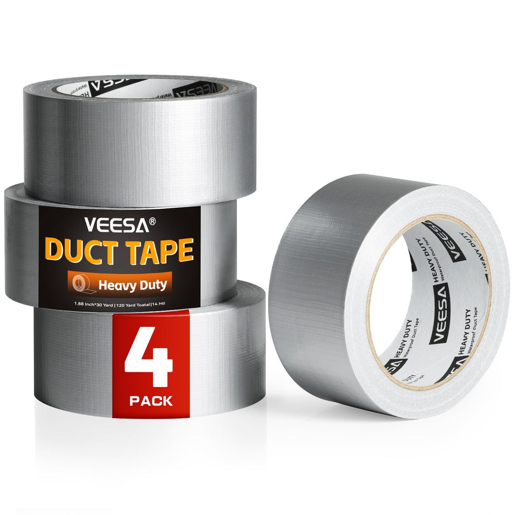 Duct Tape Heavy Duty Waterproof, 120 Yards Total x 1.88'', 4 Pack