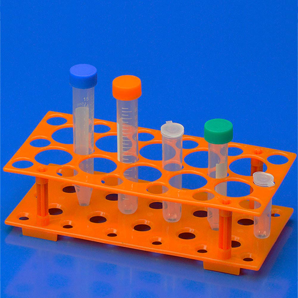 Test Tube Rack, Lab Test Tube Holder, Centrifuge Tube Rack 28 Well | Blue and Orange, Easy to Assemble, Resistant to