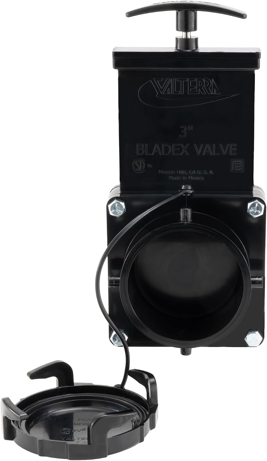 Valterra 3" Stainless Steel RV Waste Dump Gate Valve w/Cap (1)