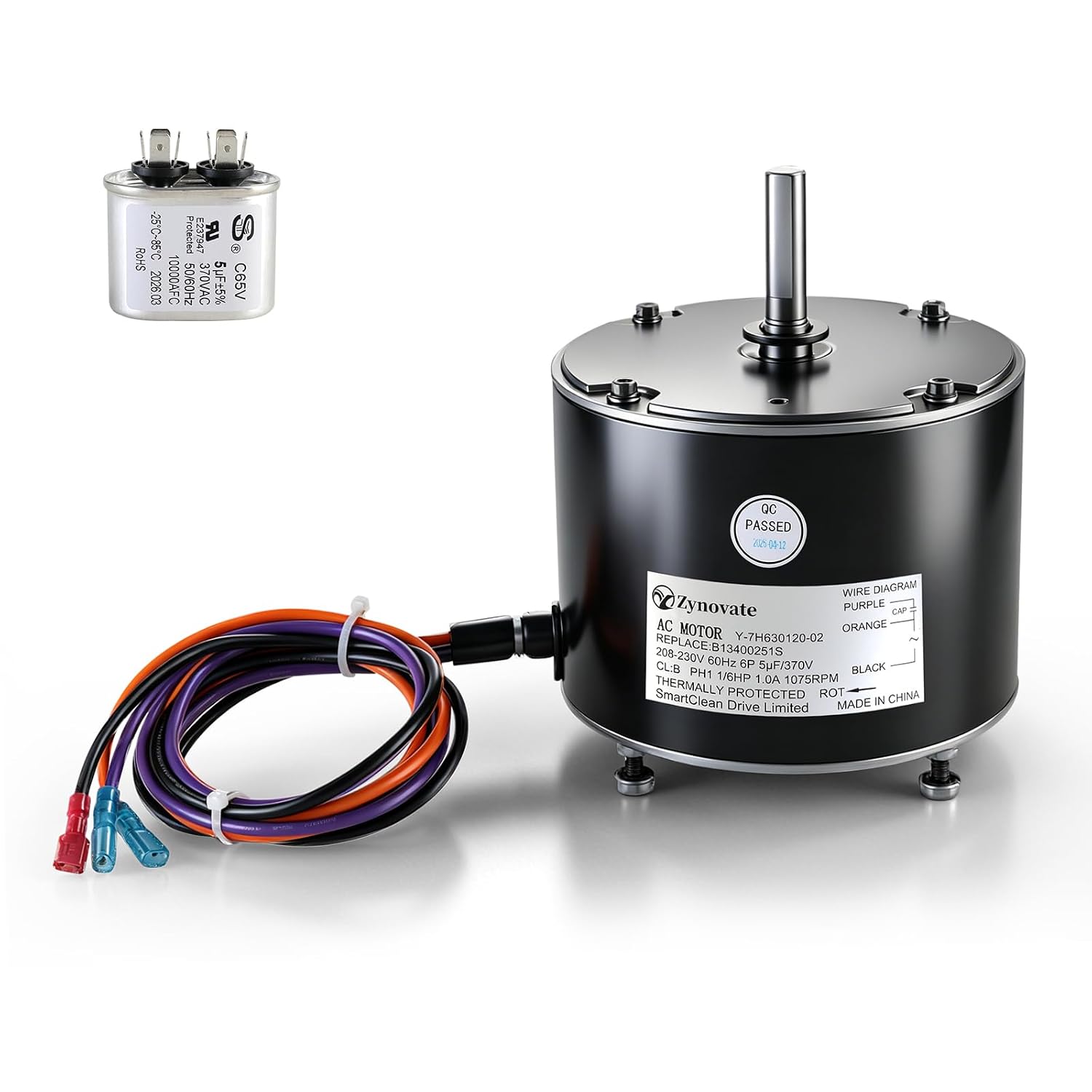 B13400251S B13400251 Condenser Fan Motor 1/6 HP 208-230V 1075 RPM Fan Motor | Replaces for Goodman Amana Janitrol