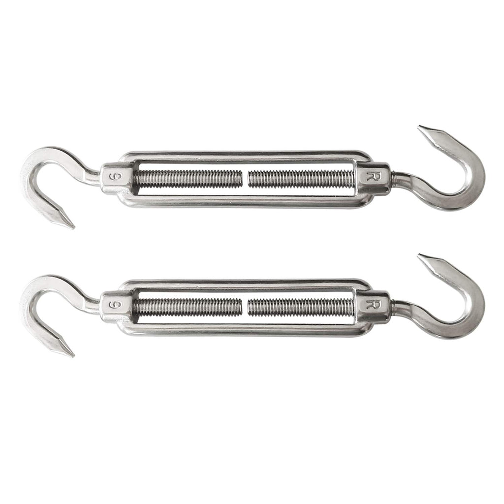 M6 Super Heavy Duty Stainless Steel 316 Hook to Hook Turnbuckle, 2 Pieces (2PC Hook to Hook Turnbuckle)