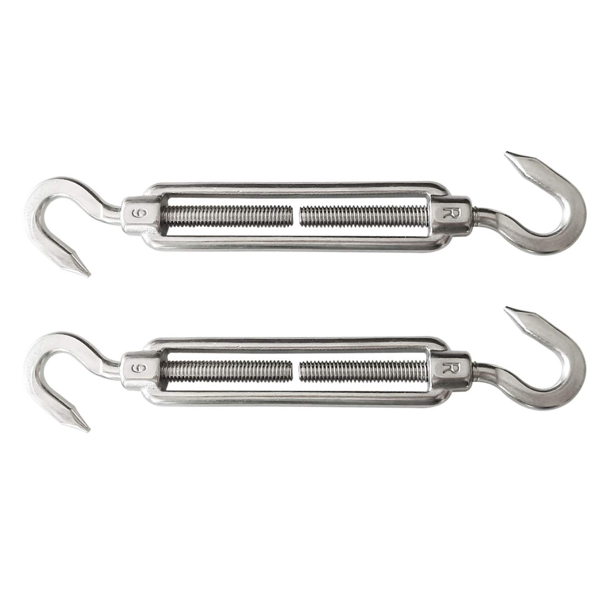 M6 Super Heavy Duty Stainless Steel 316 Hook to Hook Turnbuckle, 2 Pieces (2PC Hook to Hook Turnbuckle)