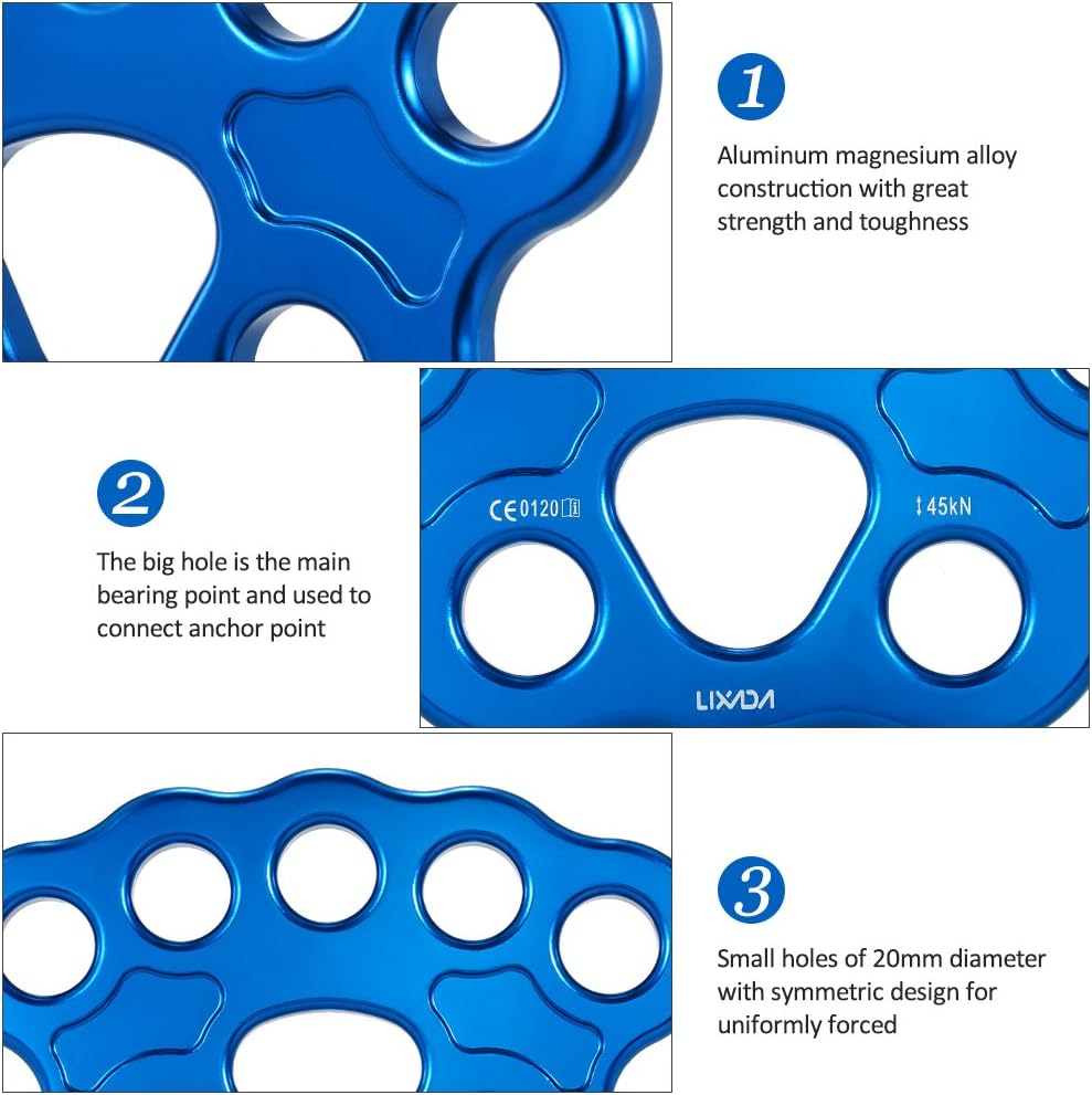 Paw Rigging Plate 45KN 8/15 Holes Large Anchor Multipliers Connector Gear for Aerial Dance & Rock Climbing