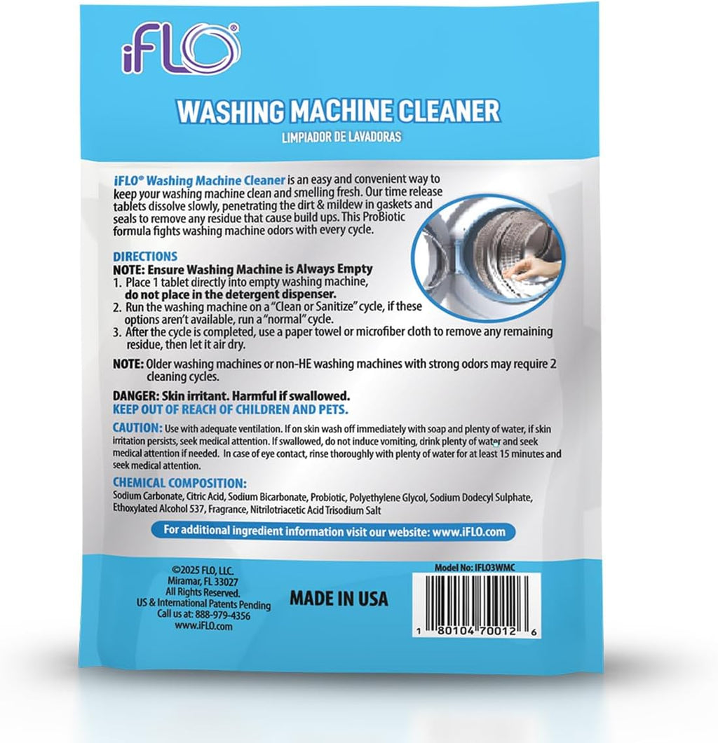 Washing Machine Cleaner Tablets with iFLObiotic, Fresh Scent (3 Pack)