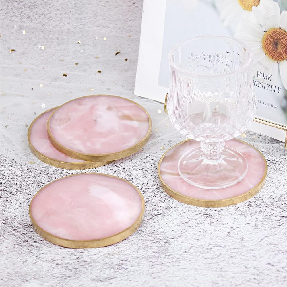 4 Pack 4 inches Thick Round Coaster Molds, Coaster Silicone Molds for Resin Casting, Geode Agate Silicone Coaster