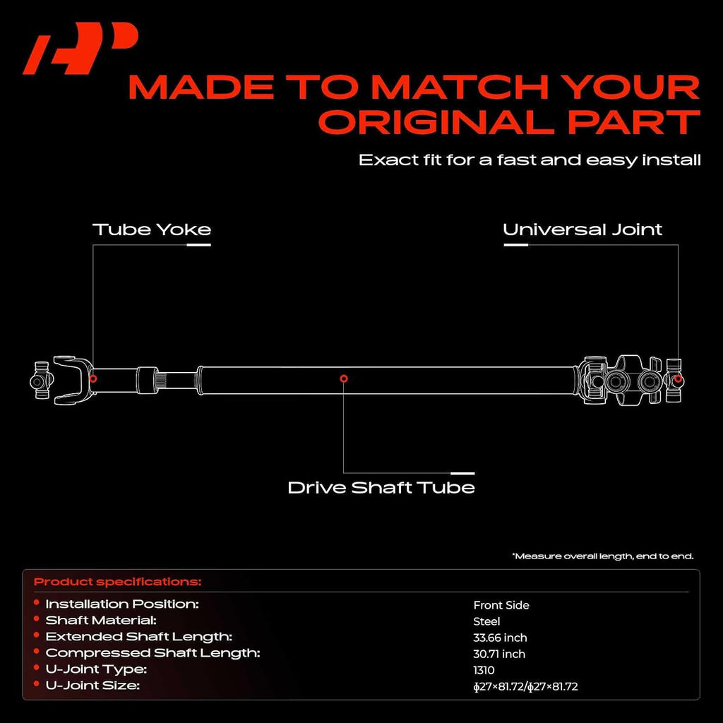 A-Premium Front Drive Shaft Driveshaft Assembly Compatible with Jeep