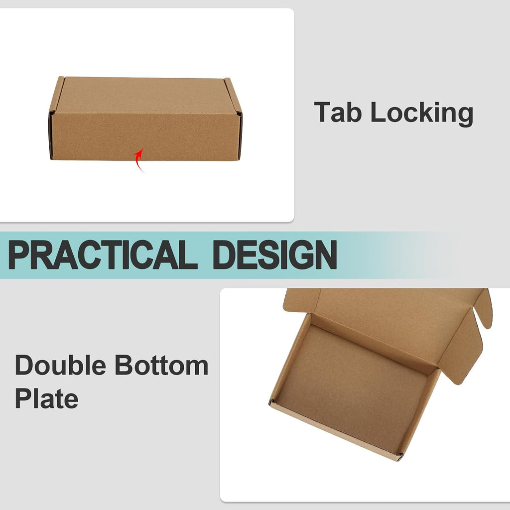 6x4x1.5 Small Shipping Boxes, 100 Pack Brown Kraft Folding Mailer Boxes, 3-Ply Corrugated Cardboard Mini Box Mailers