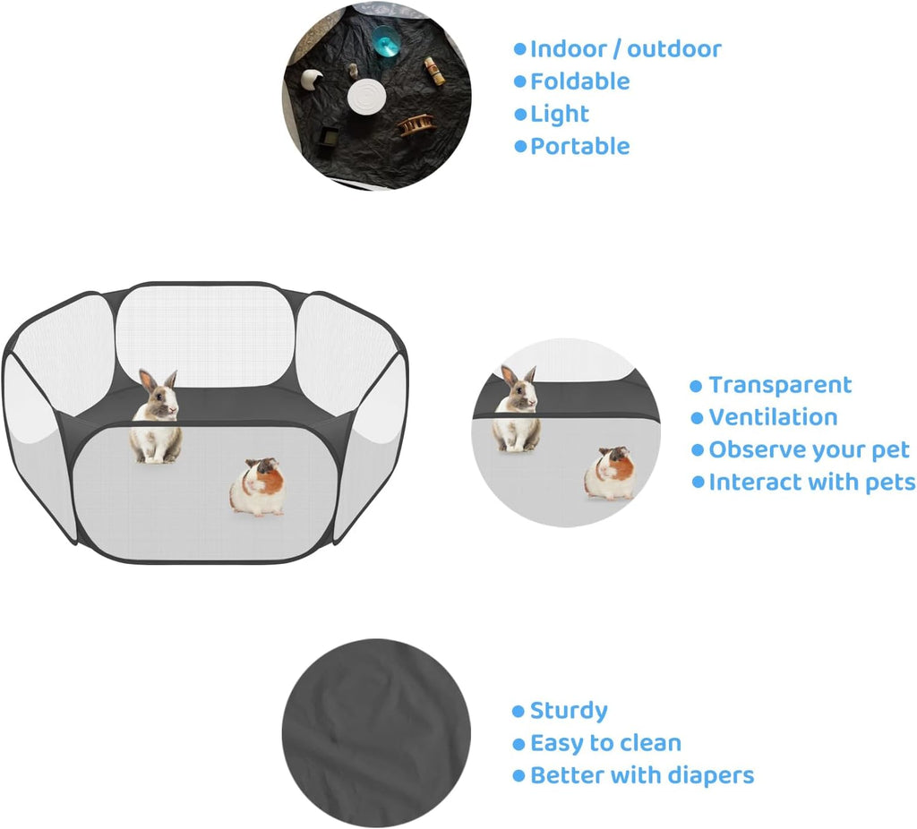 Small Animal Playpen, Pop-Up Portable Play Yard for Guinea Pigs, Rabbits, Hamsters, Hedgehogs, Foldable Exercise