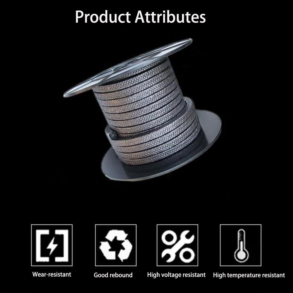 18ft Flexible Graphite Braided Packing Rope, 1/4" x 1/4" Square Seal for Pump, Valve, and Mechanical Shaft Repair