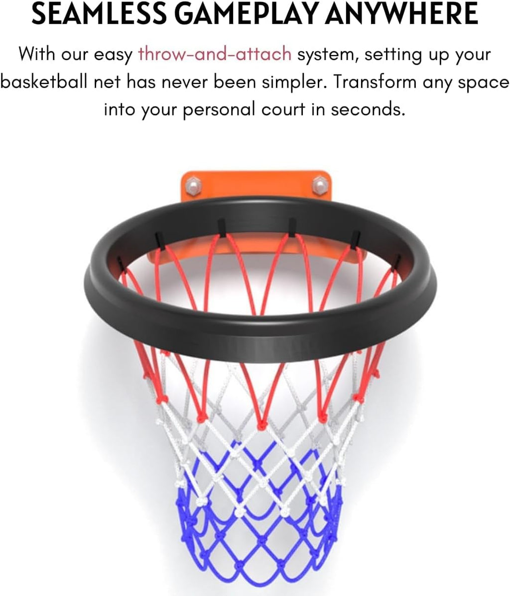 Portable Basketball Net – Easy Install Throw-and-Attach System for Rimless Hoops, Durable & Lightweight Design for