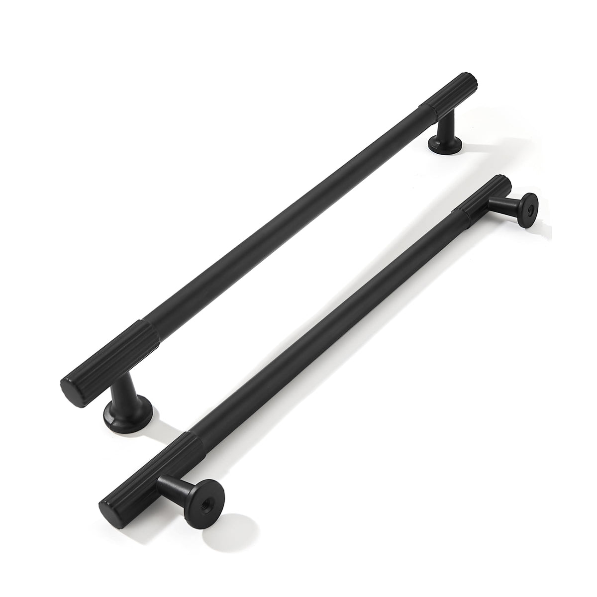 8 Inch Hole Center 2 Pack Matte Black Heavy Duty Solid Cabinet Pulls, Kitchen Drawer Handles