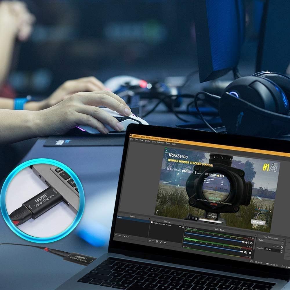 HDMI Video Capture Card, 4K HDMI to USB Capture Card Full HD 1080P 30fps, Record via DSLR, Camcorder, Action Cam for