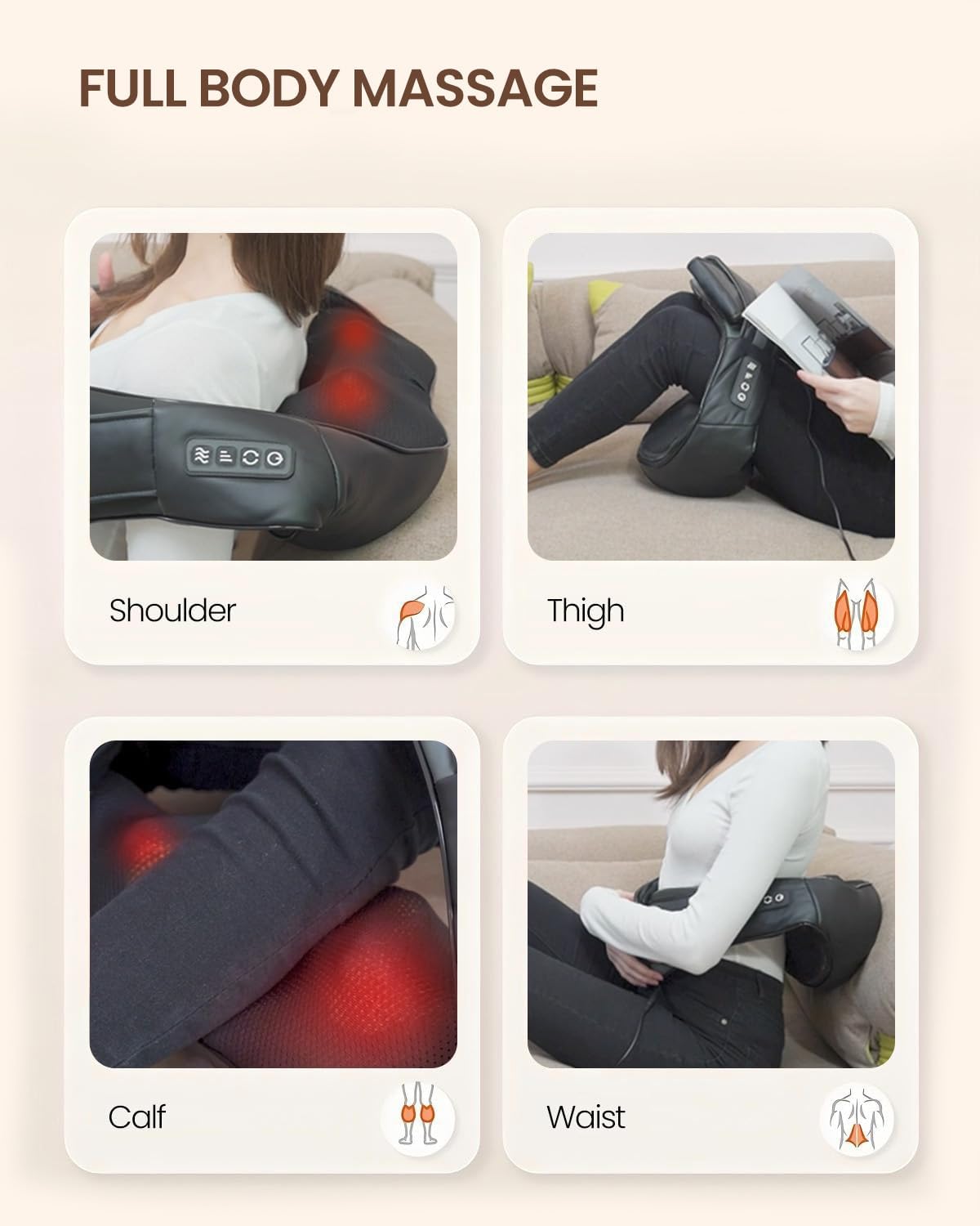 Neck Massager with Heat, Electric Back Massager for Pain Relief Deep Tissue, Massager for Neck Pain, Shoulder, Waist