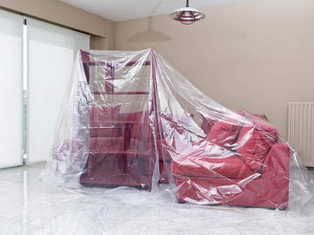 13x16Ft Plastic Drop Cloth 1 Mil Clear Tarp for Painting,Furniture