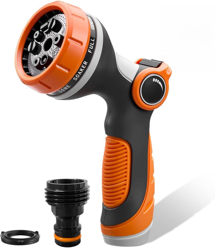 Garden Hose Nozzle,Hose Spray Nozzle with Adjustable 10 Watering Patterns,Slip Resistant High Pressure Water Hose